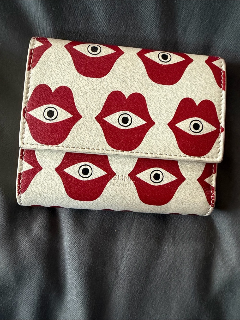 RARE Celine Red & Crean Compact Wallet